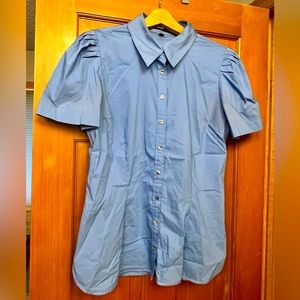 Express Design Studio Puff Sleeve, Short Sleeve Dress Shirt